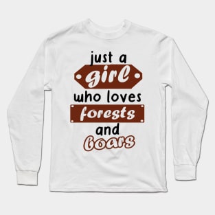 Wild boar girl women forest animals saying love Long Sleeve T-Shirt